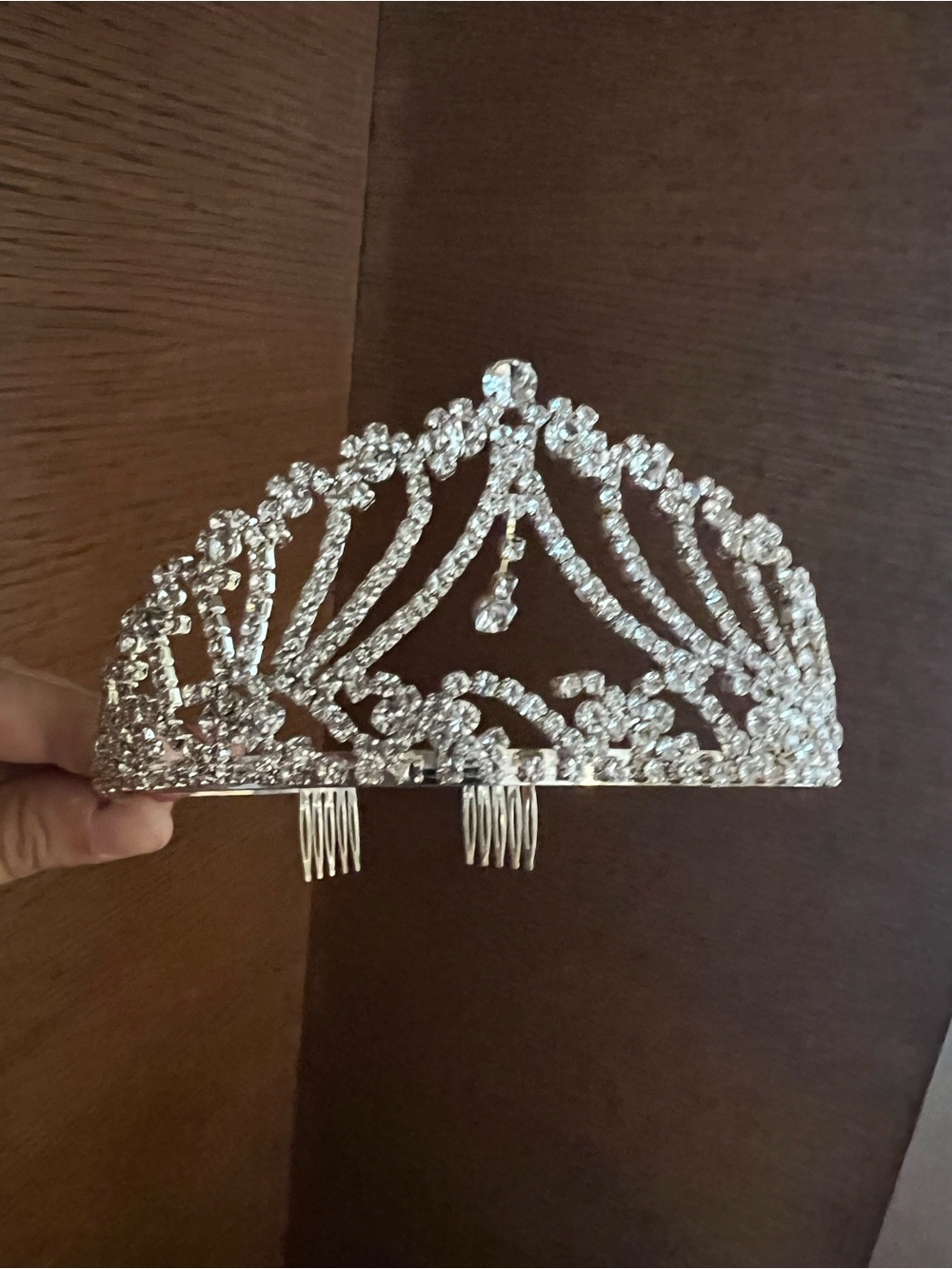 Crystal Rhinestone Tiara Crown - Silver